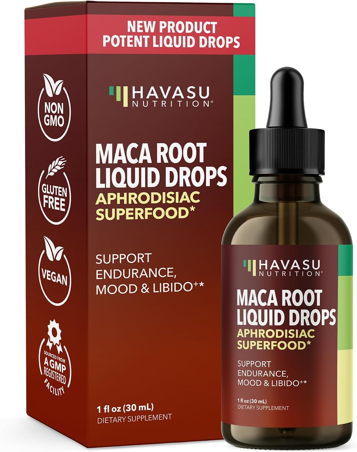 Organic Maca Root Drops Liquid | Supports Endurance, Mood, and Performance in Men & Women | Black Maca to Promote Overall Health & Support Fertility | Alcohol Free, Non-GMO, Vegan, Unflavored, 30mL Havasu Nutrition