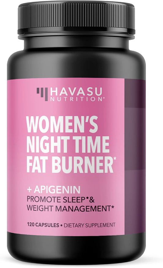 Night Time Fat Burner for Women | Weight Loss and Sleep Support Blend With Apigenin 50mg | Metabolism Booster and Appetite Suppressant for Weight Loss | 4 Month Supply Weight Loss Pills for Women Havasu Nutrition