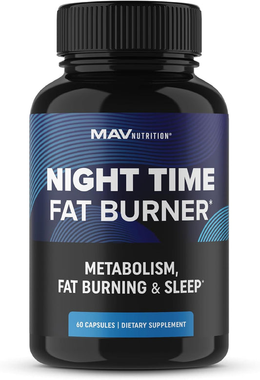 Night Time Fat Burner | Weight Loss Support for Women | Appetite Suppressant, Carb Blocker & Metabolism Booster | Nighttime Shred With Melatonin | Boost Weight Management Overnight | 60 Capsules MAV Nutrition