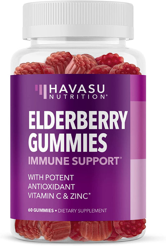 Elderberry Gummies for Adults with Zinc + Vitamin C, 60 Gummies Havasu Nutrition