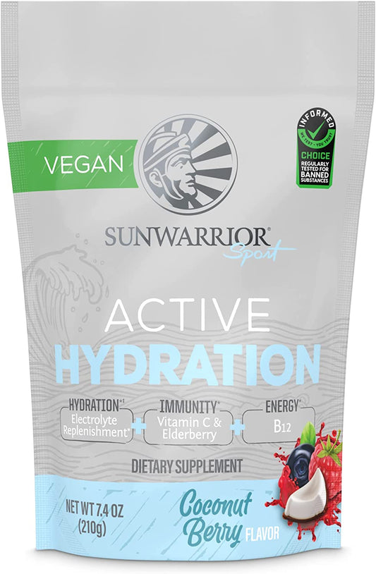 Electrolytes Powder with Vitamin b12 | Real Salt Coconut Water | Keto Friendly Sports Nutrition Water Enhancer Hydration Packet | Plant Based Active Hydration Powder Coconut Berry 30 servings by Sunwarrior Sunwarrior