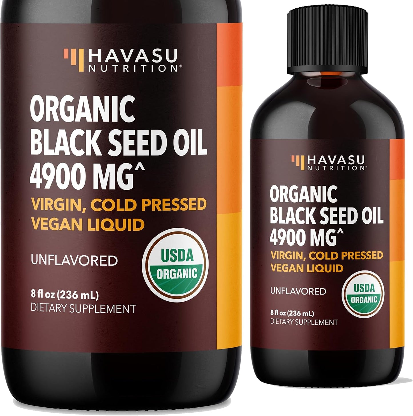 Organic Black Seed Oil Cold Pressed Liquid - Black Seed Oil Organic Cold Pressed Liquid for Immune Support & Digestive Health - Hair Superfood - 8 Fl Oz Vegan, Non-GMO, Organic Black Cumin Seed Oil Havasu Nutrition