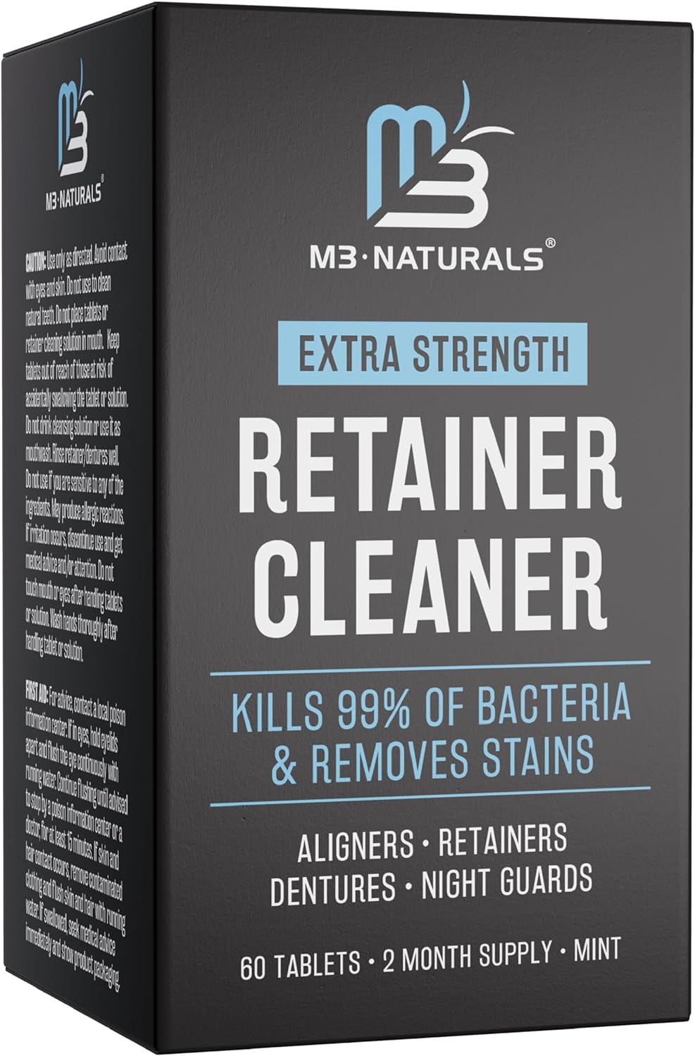 Retainer Cleanser Tablets Cleaner FSA HSA Approved Remove Odors Discoloration Stains and Plaque 2 Month Supply Denture Cleansers Retainers Mouth Guards Denture Bath Mint by M3 Naturals M3 Naturals