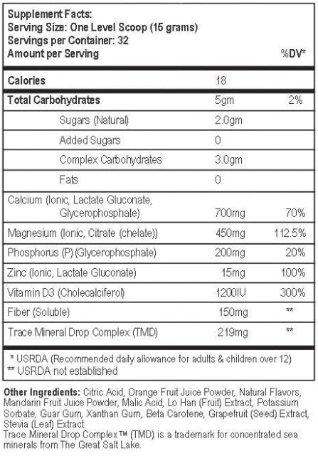 Calcium, Magnesium & Zinc Concentrate -- 480 grams Orange flavor Bio Nativus