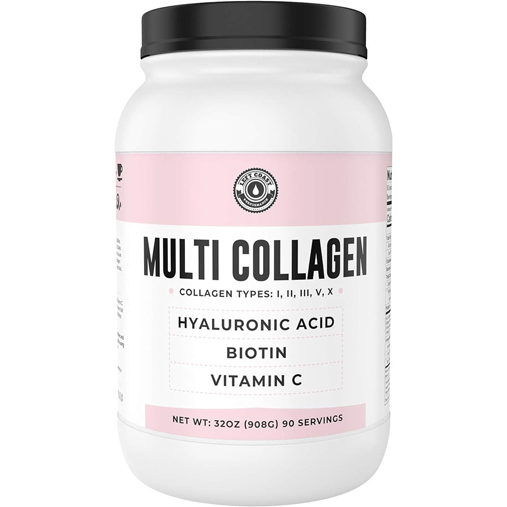 Left Coast Performance Multi Collagen Powder with Biotin, Hyaluronic Acid, Vitamin C (2lb Value Size) Left Coast Performance