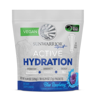 Sunwarrior Active Hydration Blue Raspberry 18 Sticks 126g Pouch (18 SRV) Sunwarrior