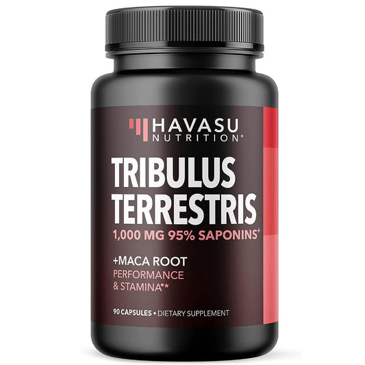 Tribulus Terrestris for Men with Maca Root Capsules | 1000mg 95% Steroidal Saponin Concentrated Formula for Male Growth | Non-GMO, Vegan Friendly | 1.5 Month Supply Tribulus + Maca Supplement Havasu Nutrition